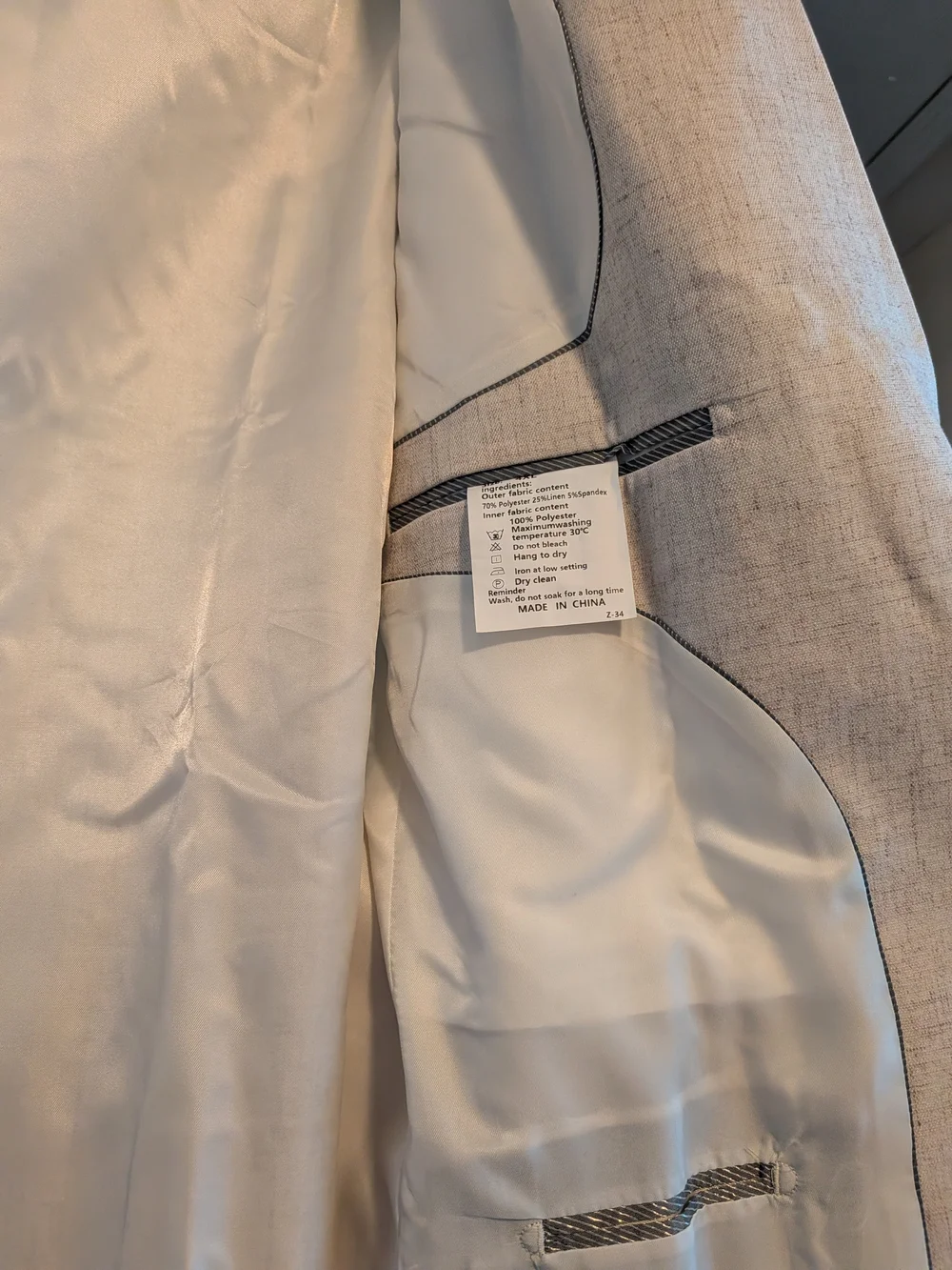 Men's Light Beige Single-Button Linen 2-piece Suit - Picture 4 of 5